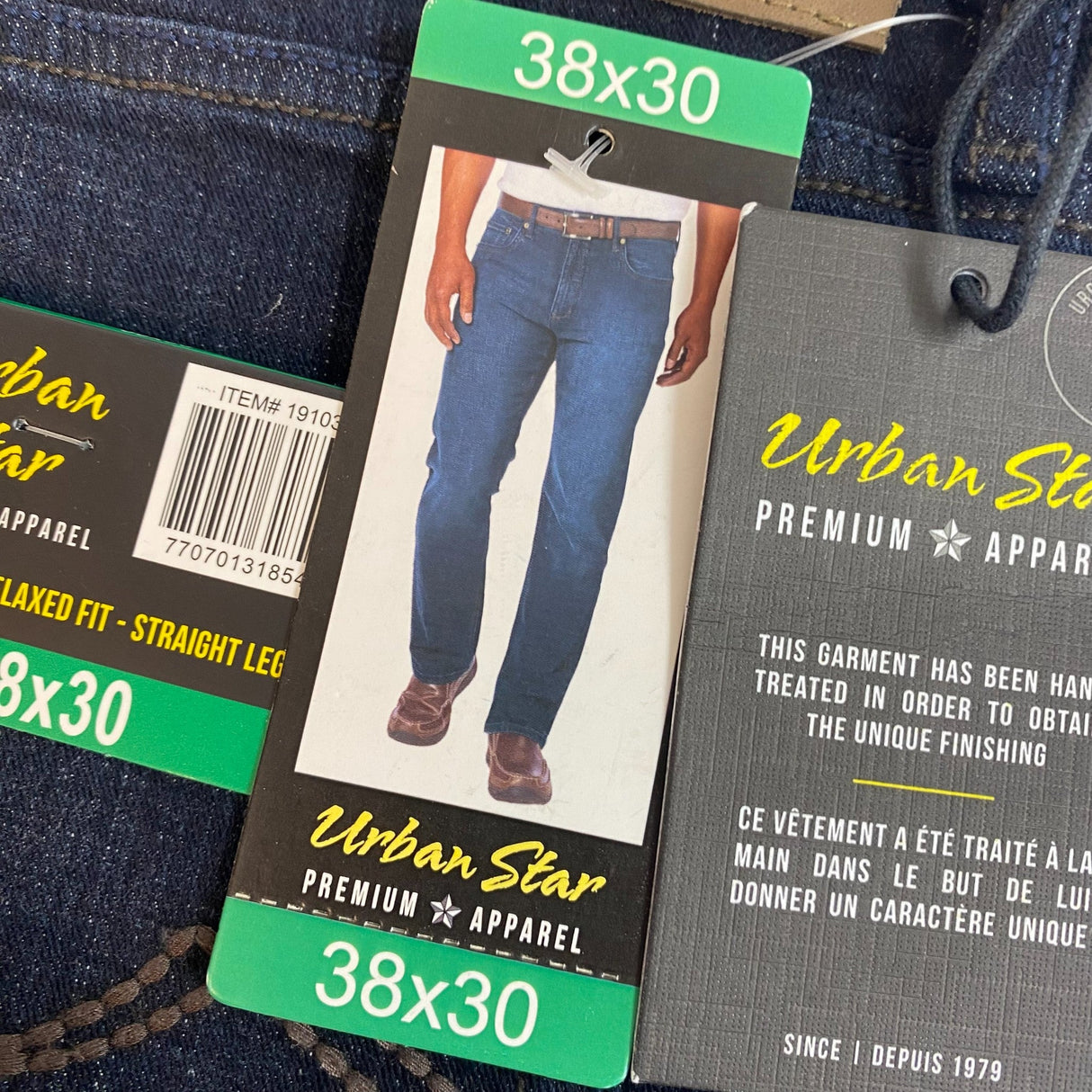 Urban Star Men's Relaxed Fit Straight Leg Jeans SIZE - 38