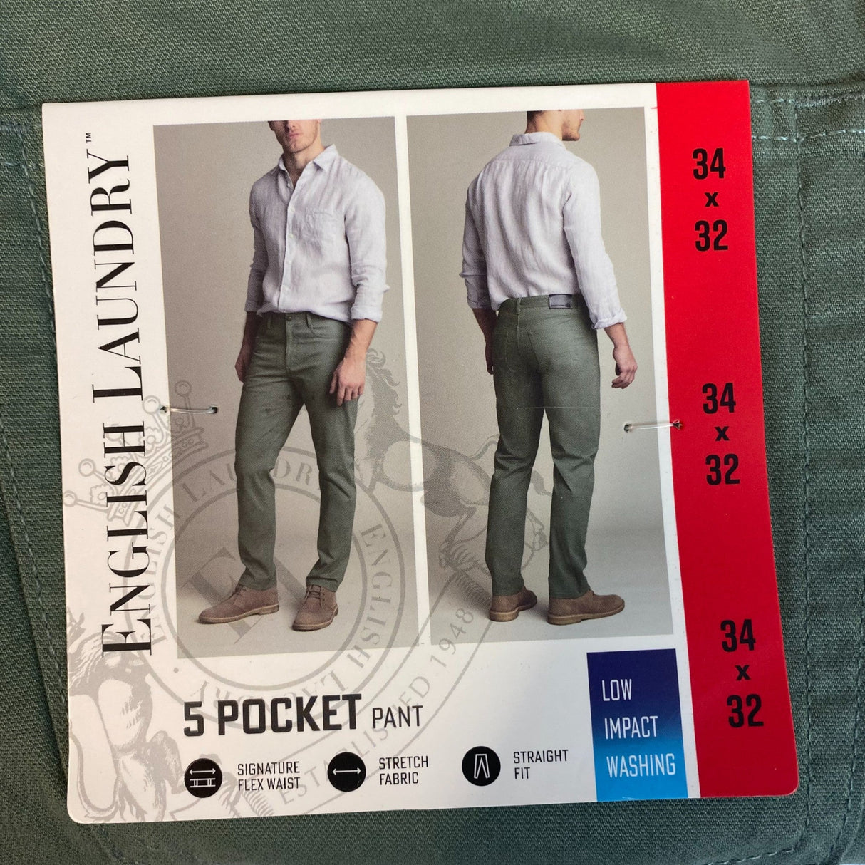 English Laundry Men's Straight Fit 5 Pocket Pants SIZE - 34