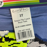 Cloud & Sky 2x Boys Sequin Flip Tees - Blue Combo Green SIZE - 3