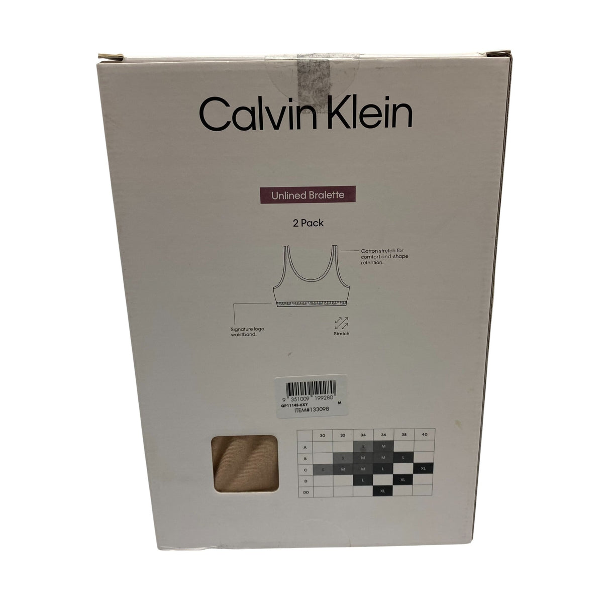 Calvin Klein 2x Women's Unlined Bralette SIZE - Medium