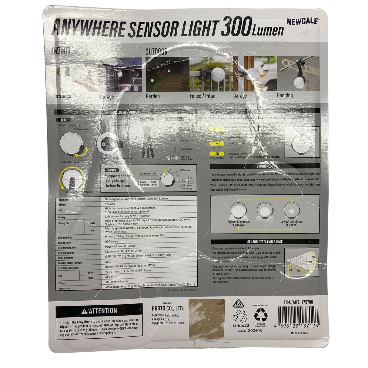 Newgale Rechargeable Anywhere LED Sensor Light