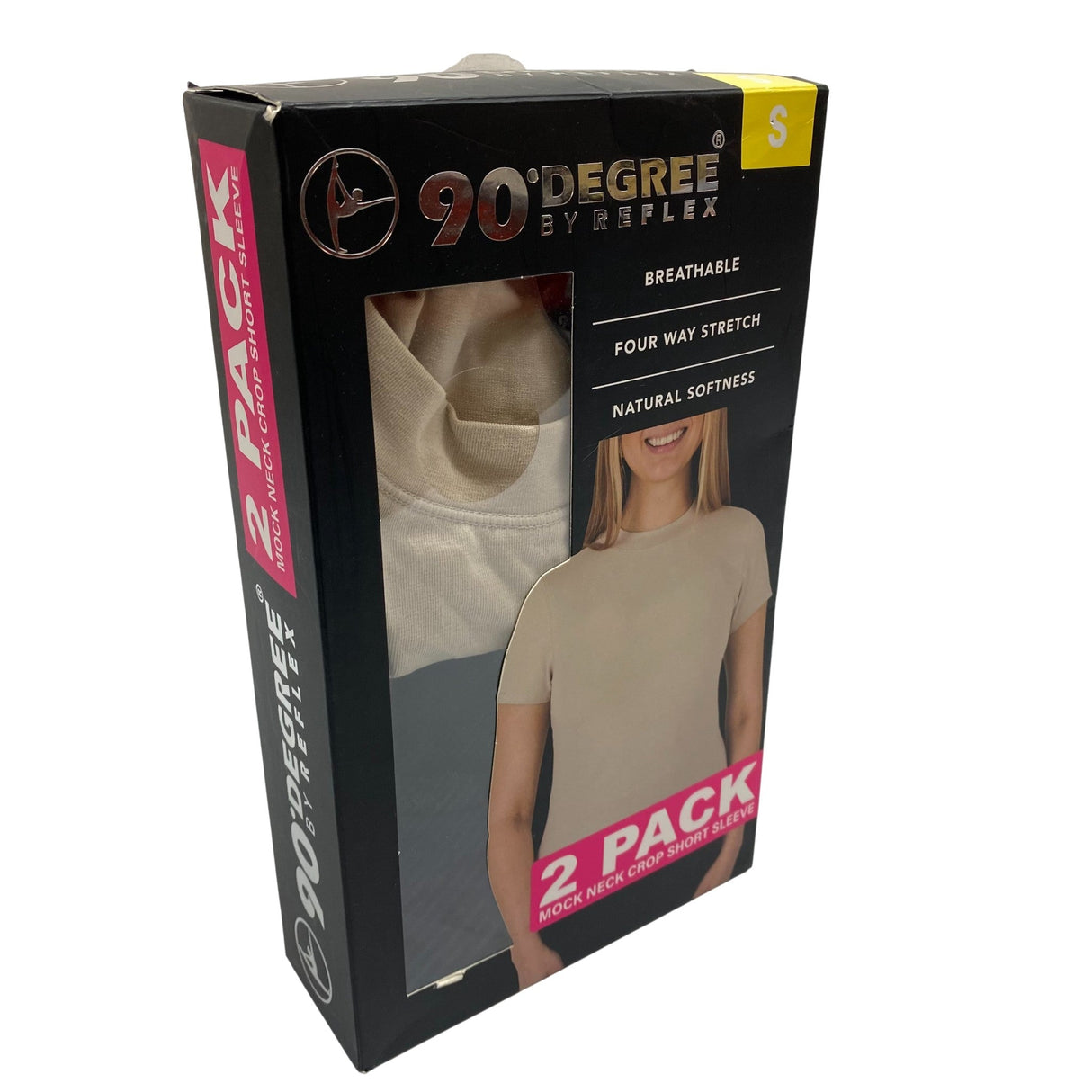 90 Degree By Reflex 2x Women's Mock Neck Crop Short Sleeve T-Shirts SIZE - Small