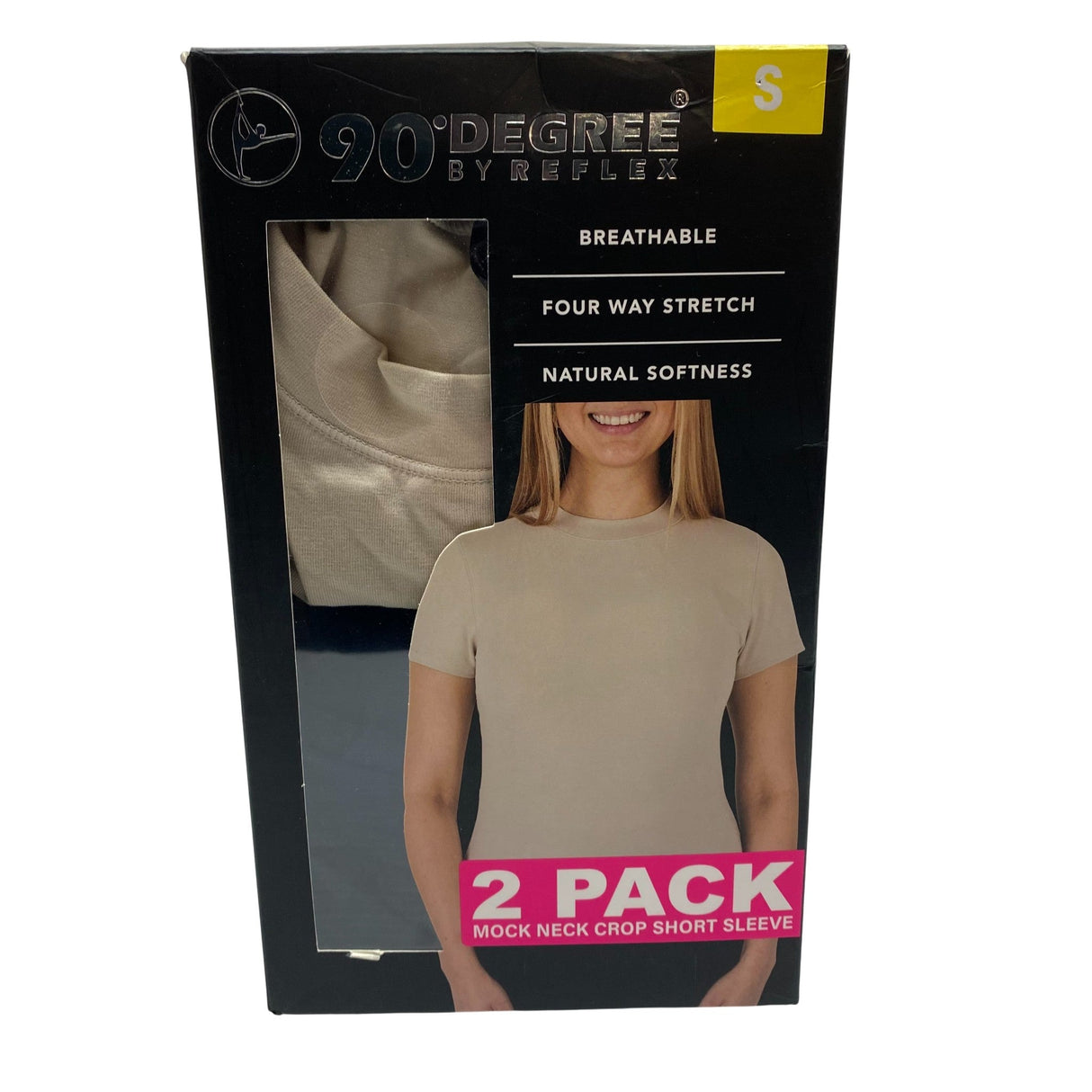 90 Degree By Reflex 2x Women's Mock Neck Crop Short Sleeve T-Shirts SIZE - Small