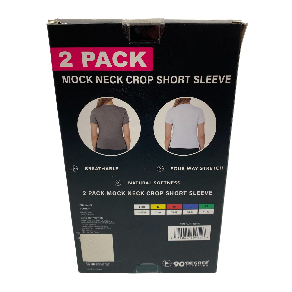 90 Degree By Reflex 2x Women's Mock Neck Crop Short Sleeve T-Shirts SIZE - Medium