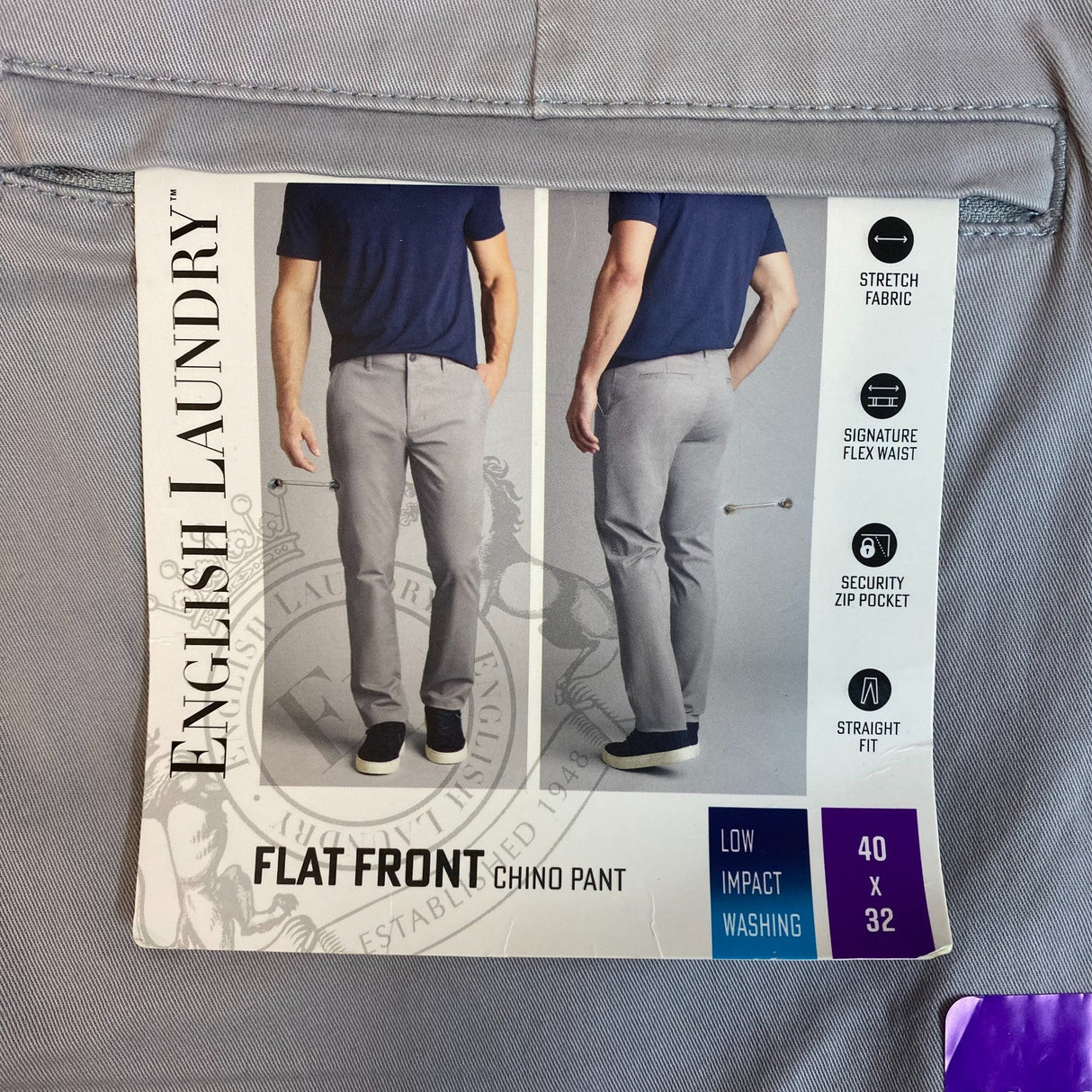 English Laundry Men's Straight Fit Flat Front Chino Pants SIZE - 40