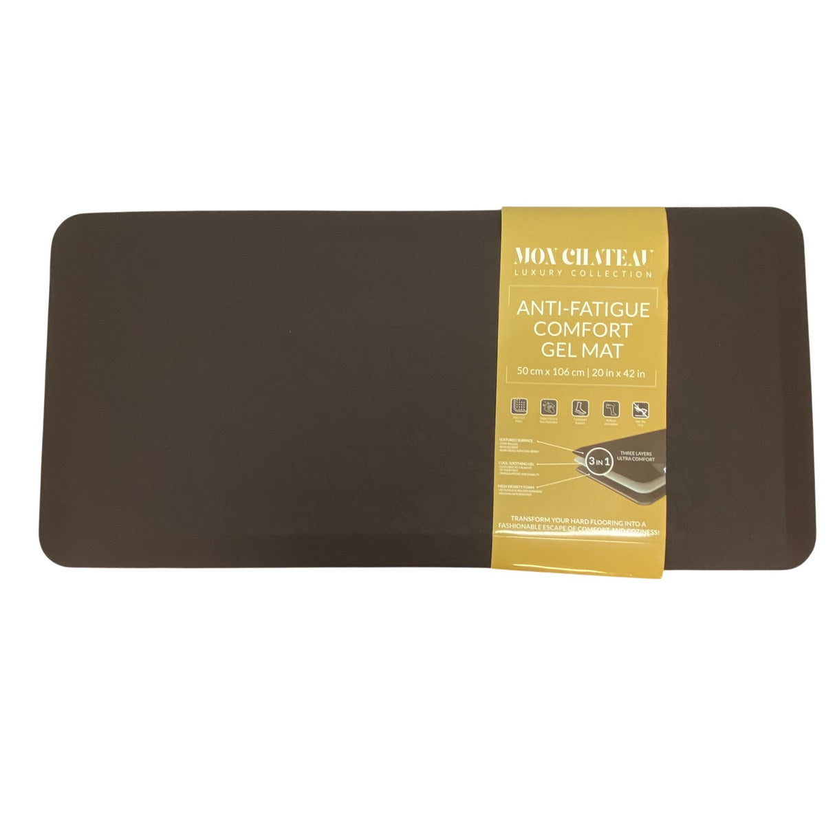 Mon Chateau Anti-Fatigue Comfort Gel Mat 50cm x 106cm - Brown