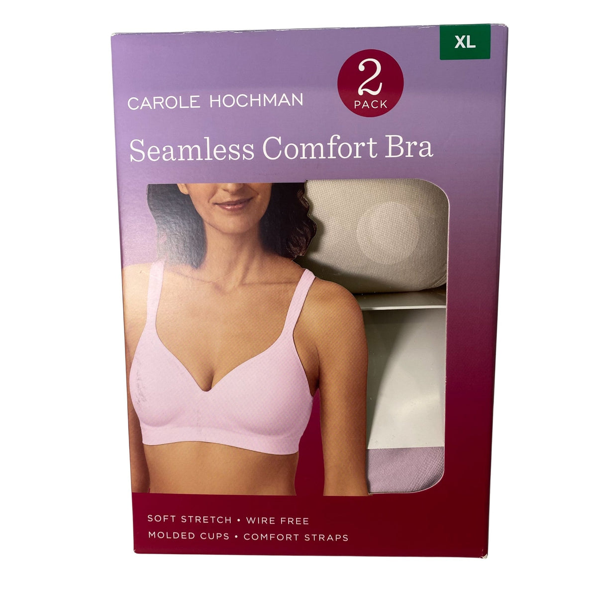 Carole Hochman 2 Pack Seamless Comfort Bra Lilac/Shell SIZE - Extra Large