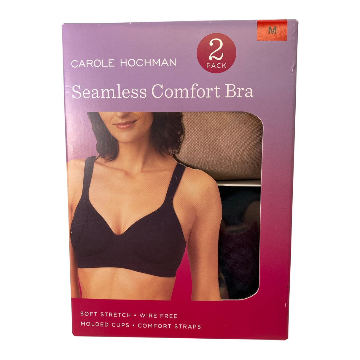 Carole Hochman 2 Pack Seamless Comfort Bra Black/Mocha SIZE - Medium