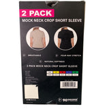 90 Degree By Reflex 2 Pack Mock Neck Crop Short Sleeve Tee Tan/Black SIZE - Medium