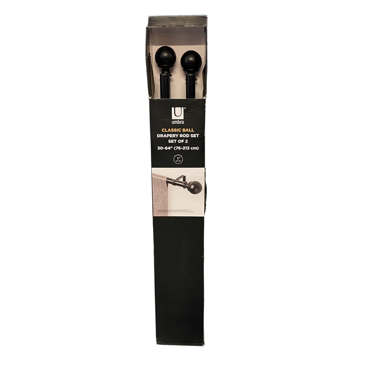 Umbra Ball End Curtain Rod 2 Pack - Black - 76 - 213 cm
