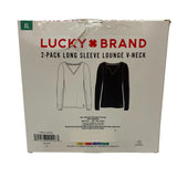 Lucky Brand 2 Pack Long Sleeve Lounge V-Neck Black/Cream SIZE - Extra Large