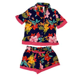 Room Service Women's 2 Piece Summer Pyjama Set - Blue Floral SIZE - Small