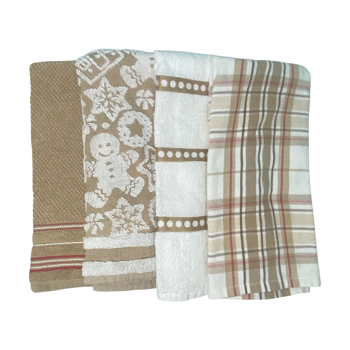 Town & Country 4x Christmas Kitchen Towels - Tan Check