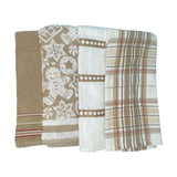 Town & Country 4x Christmas Kitchen Towels - Tan Check