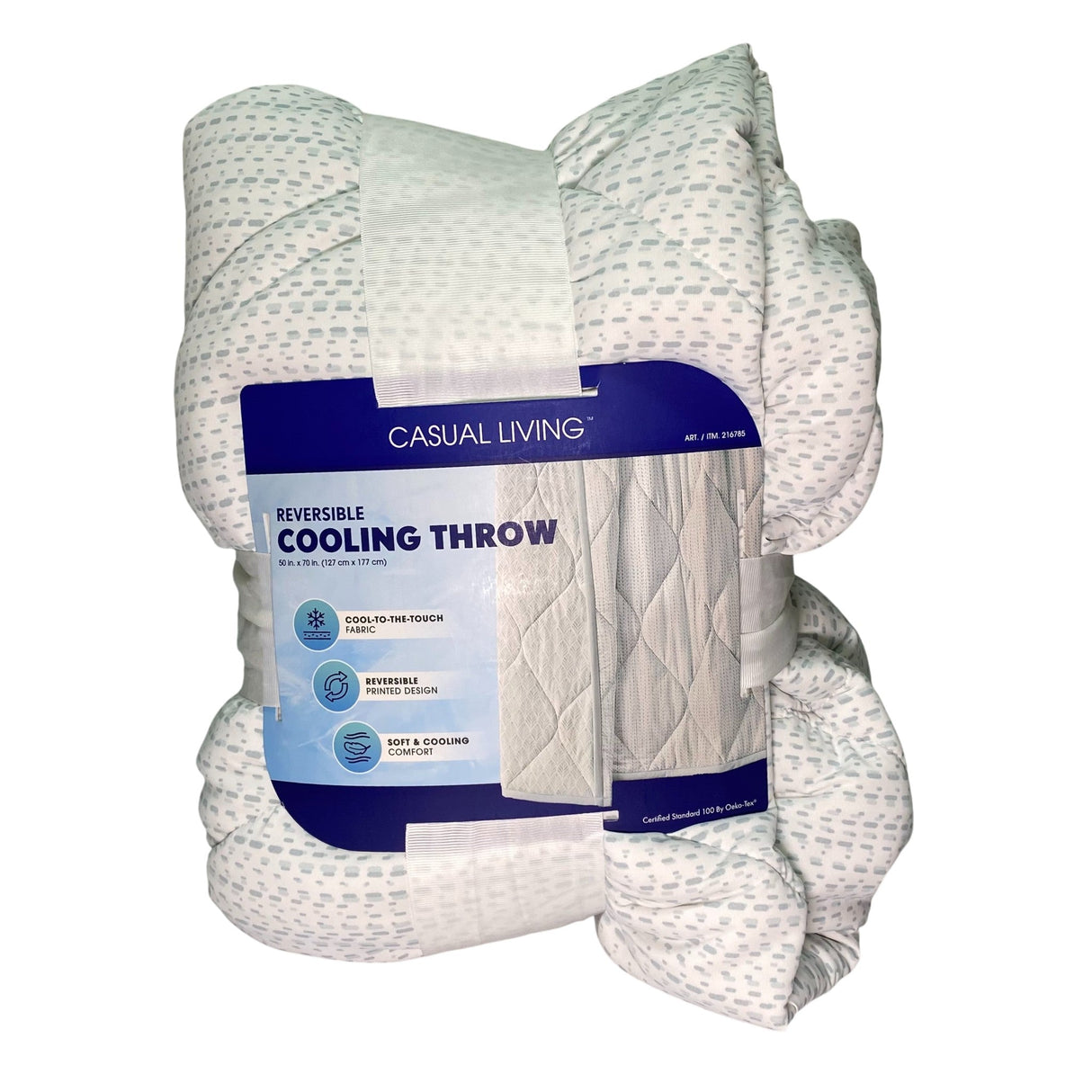 Casual Living Reversible Cooling Throw - 127cm x 177cm - Dotted Stripe Mist