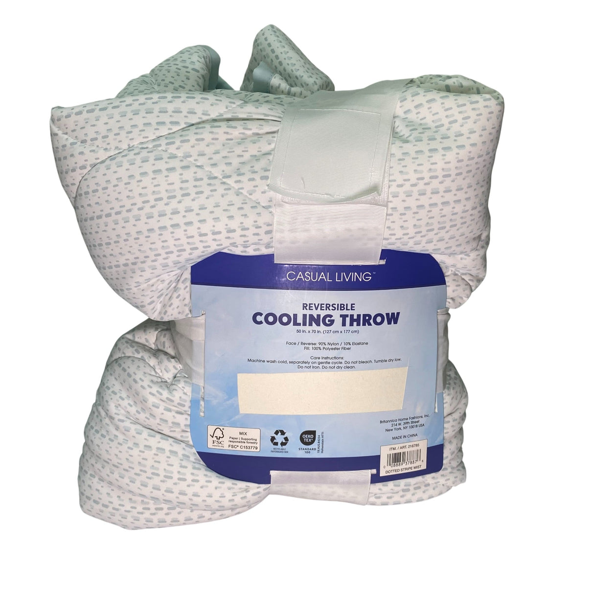 Casual Living Reversible Cooling Throw - 127cm x 177cm - Dotted Stripe Mist