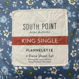 South Point Microfibre Flannelette 4 Piece King Single Sheet Set - Little Floral