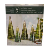Holiday 5x LED Glass Holiday Trees - Green