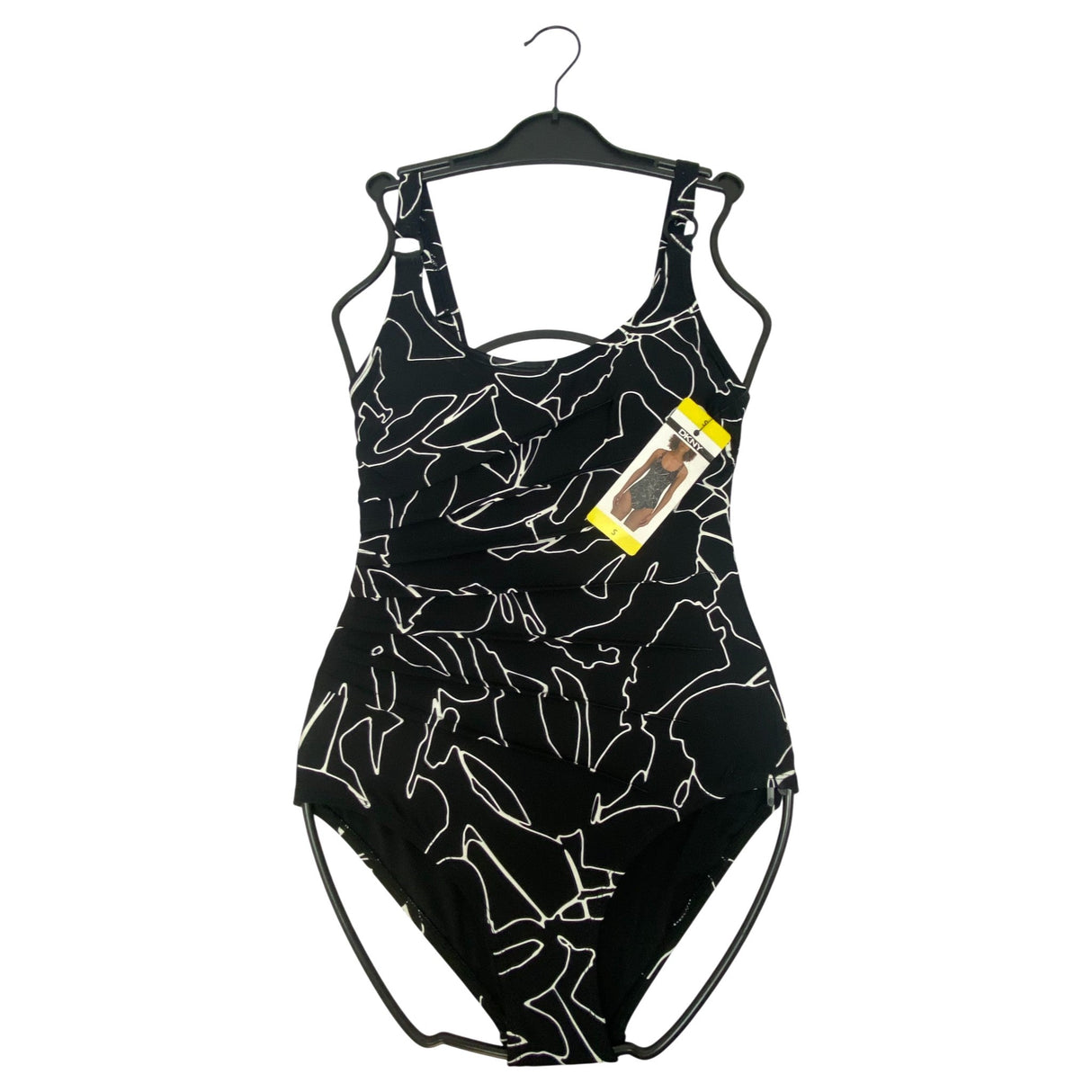 DKNY Women's One Piece Swimsuit - Black Outline SIZE - Small