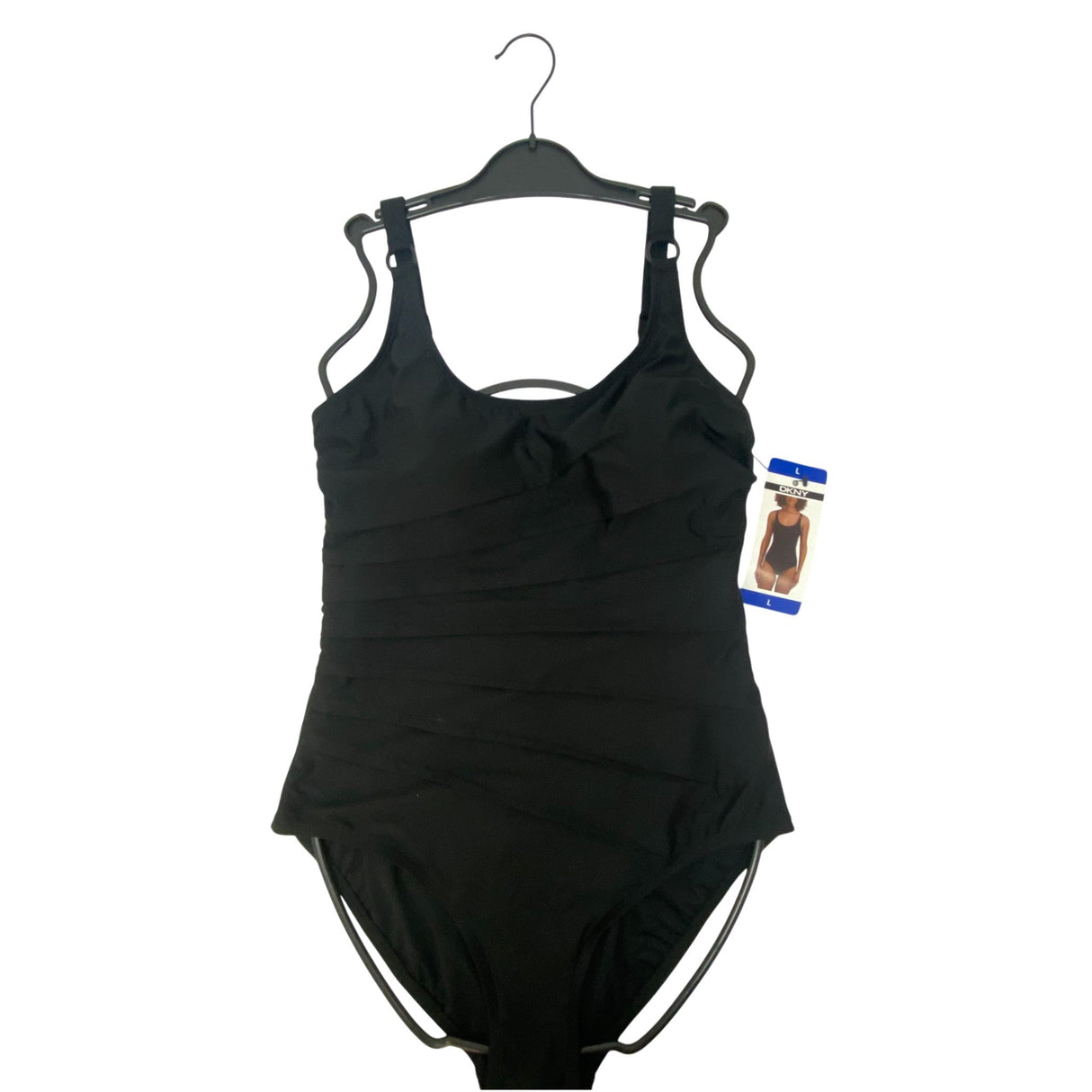 DKNY Women's One Piece Swimsuit - Black SIZE - Large