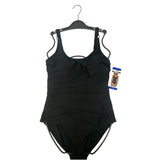 DKNY Women's One Piece Swimsuit - Black SIZE - Large
