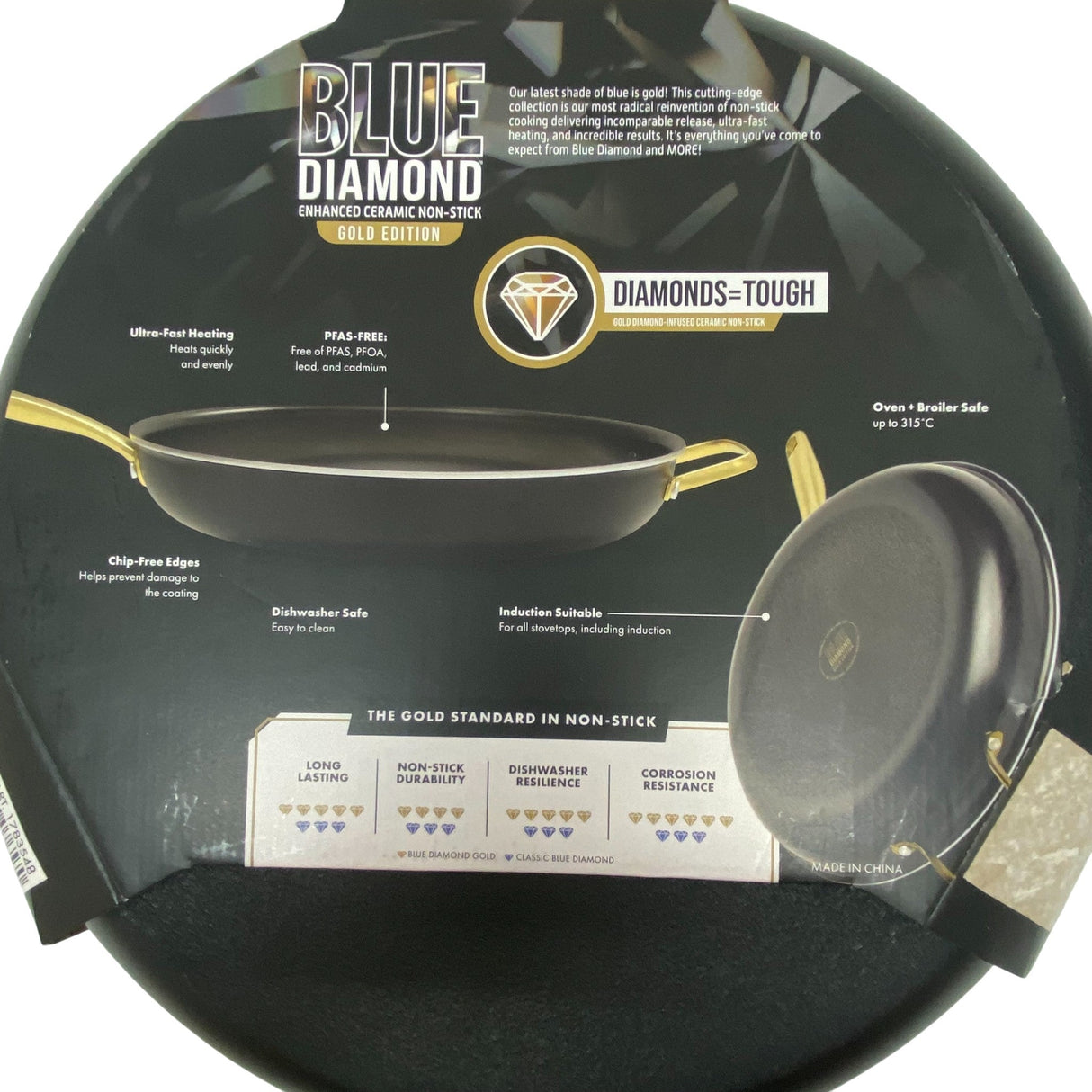 Blue Diamond Extra Large 34cm Frypan with Handle - Gold Edition