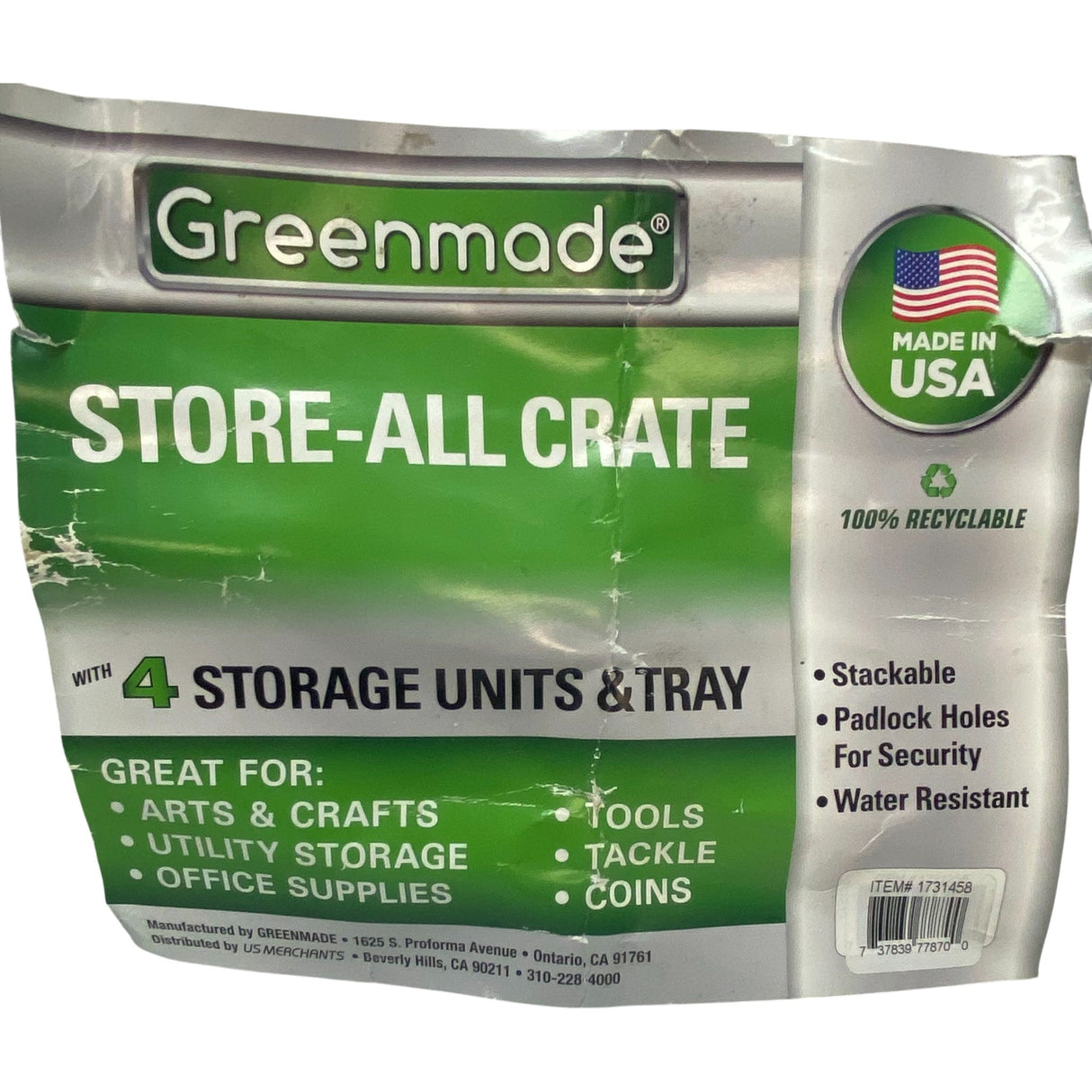 Greenmade Store-All Crate with 3x Storage Units and Tray