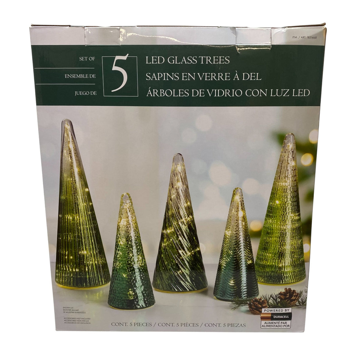 Holiday Holiday 5x LED Glass Holiday Trees - Green