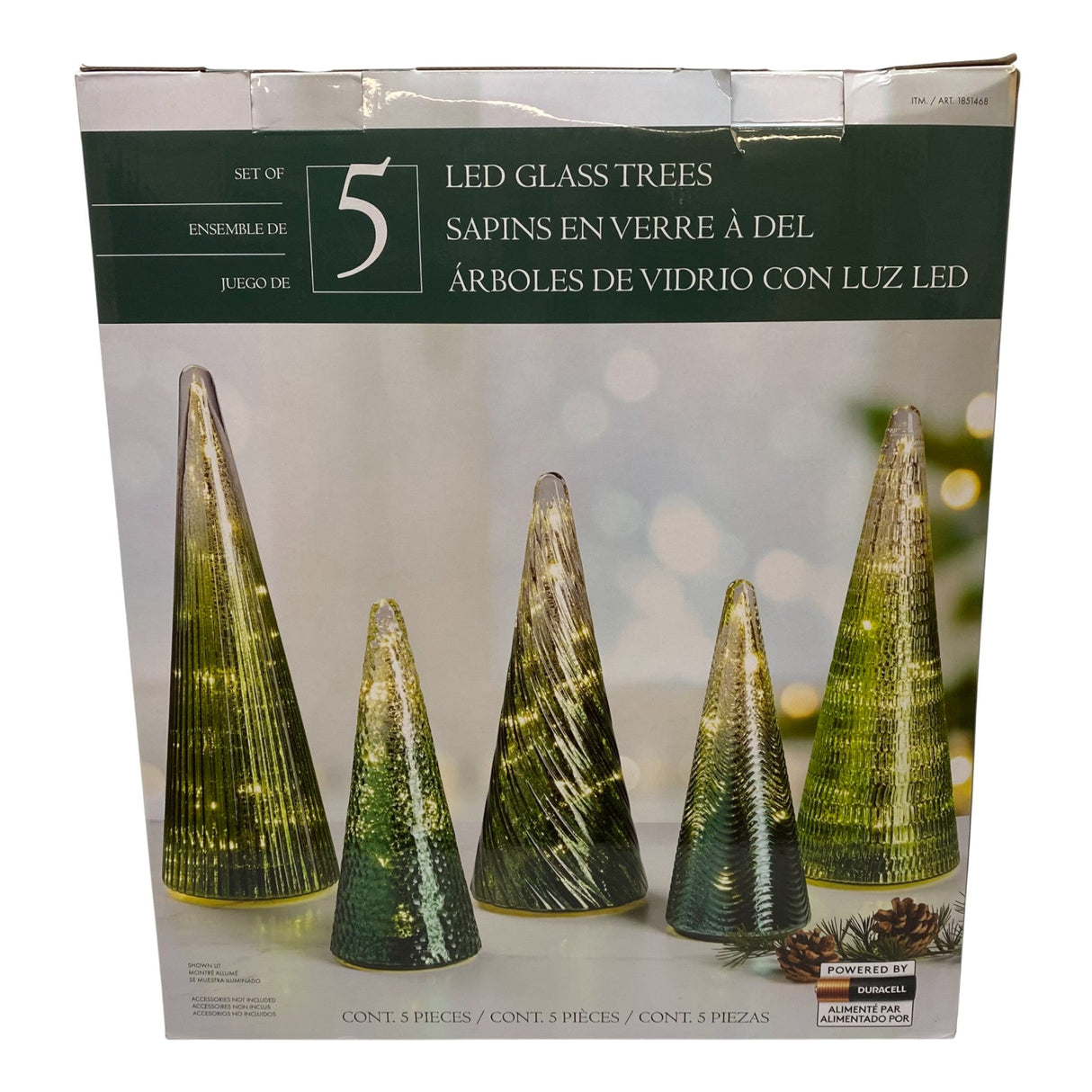 Holiday Holiday 5x LED Glass Holiday Trees - Green