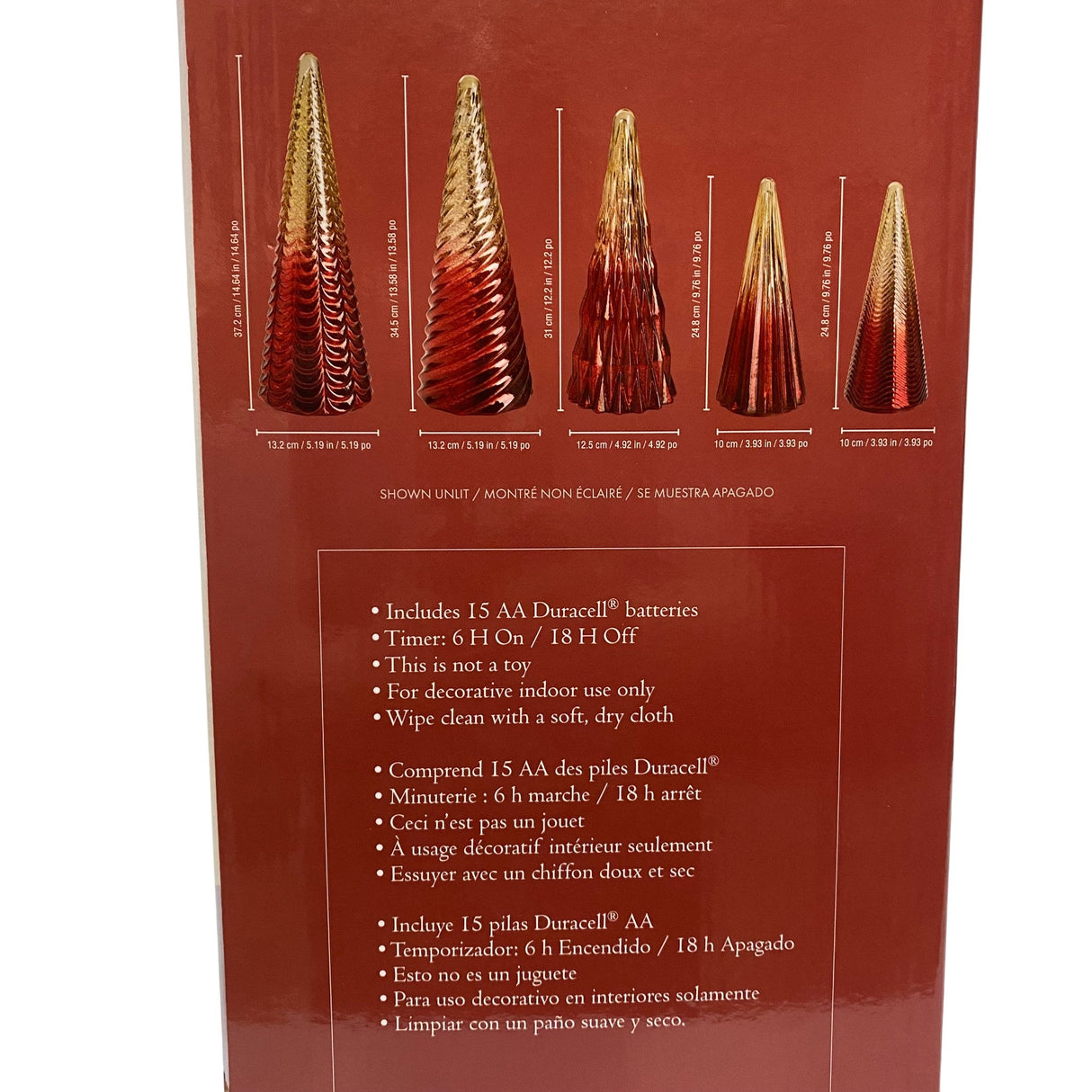 Holiday Holiday 5x LED Glass Holiday Trees - Red