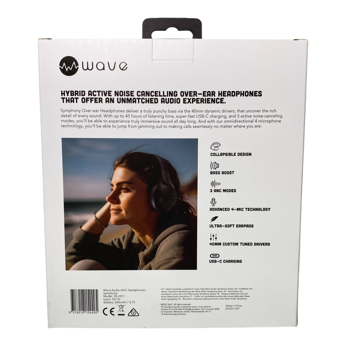 wave Symphony Hybrid Active Noise Cancelling Over-Ear Headphones