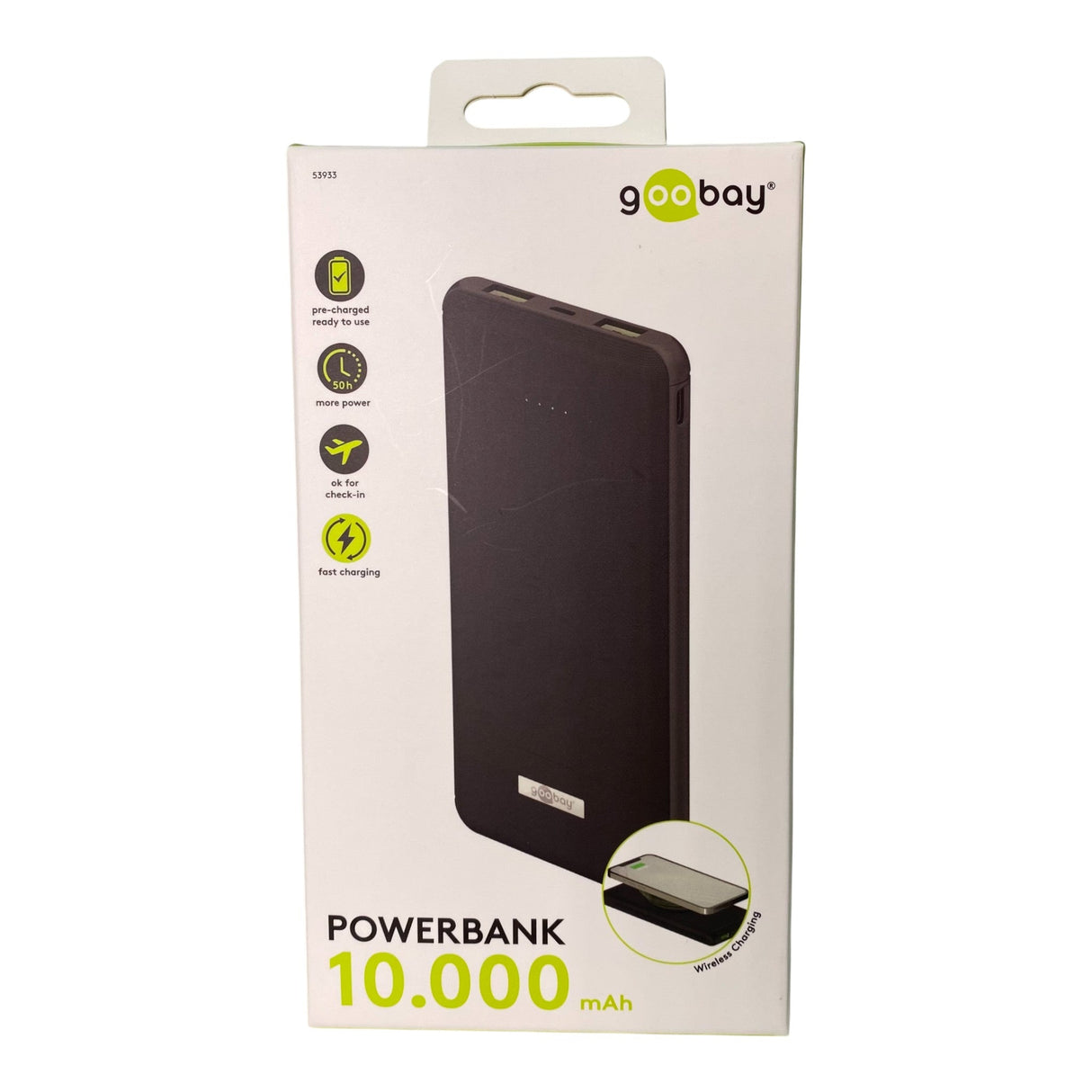 goobay 10,000mAh Powerbank with Wireless Charging