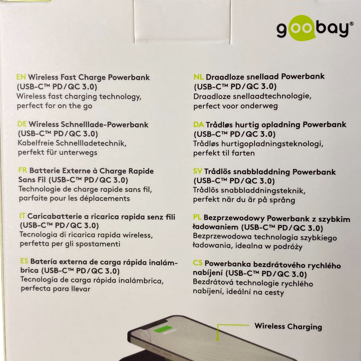 goobay 10,000mAh Powerbank with Wireless Charging