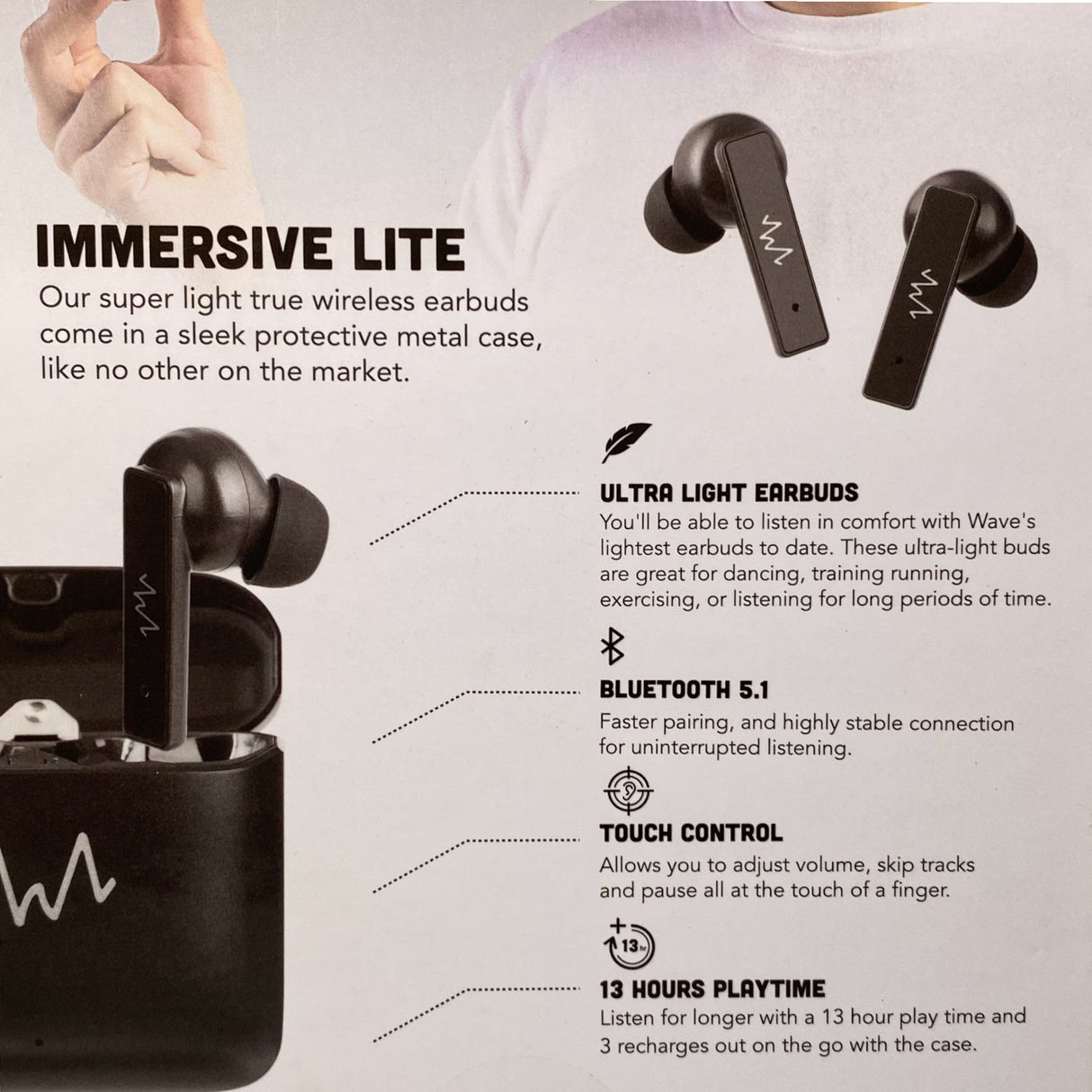 wave Immersive Lite True Wireless Earbuds - Black