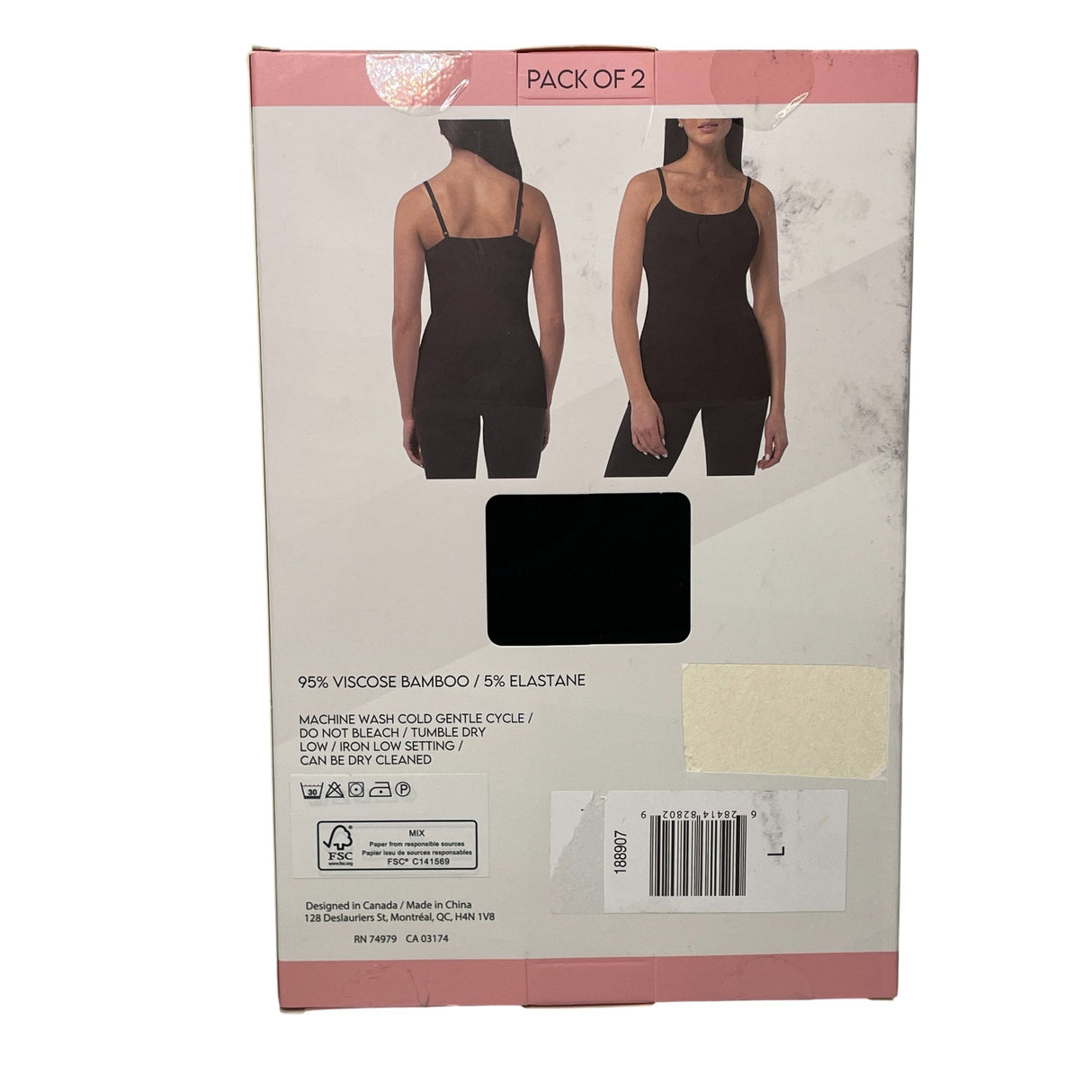 Parasuco Women's 2 Pack Camisole with Adjustable Straps - Black SIZE - Large