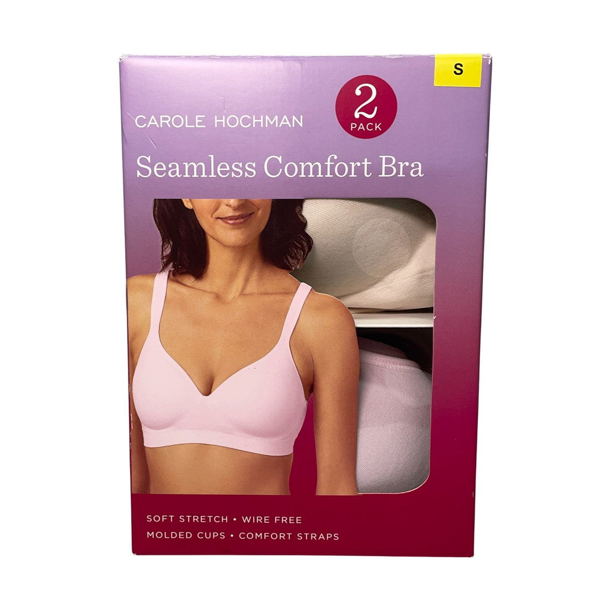 Carole Hochman 2 Pack Seamless Comfort Bra Lilac/Shell SIZE - Small