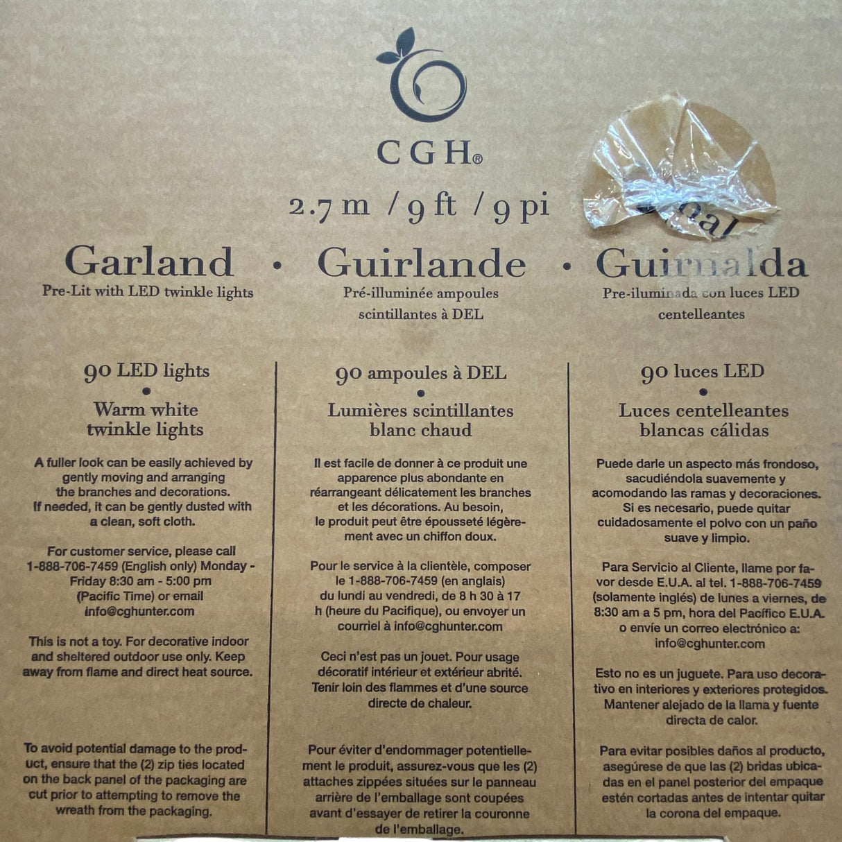 CGH Pre-Lit LED Garland - Gold - 2.7m