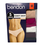 Bendon Women's 5 Pack Comfy Brief - Assorted Colours SIZE - Medium
