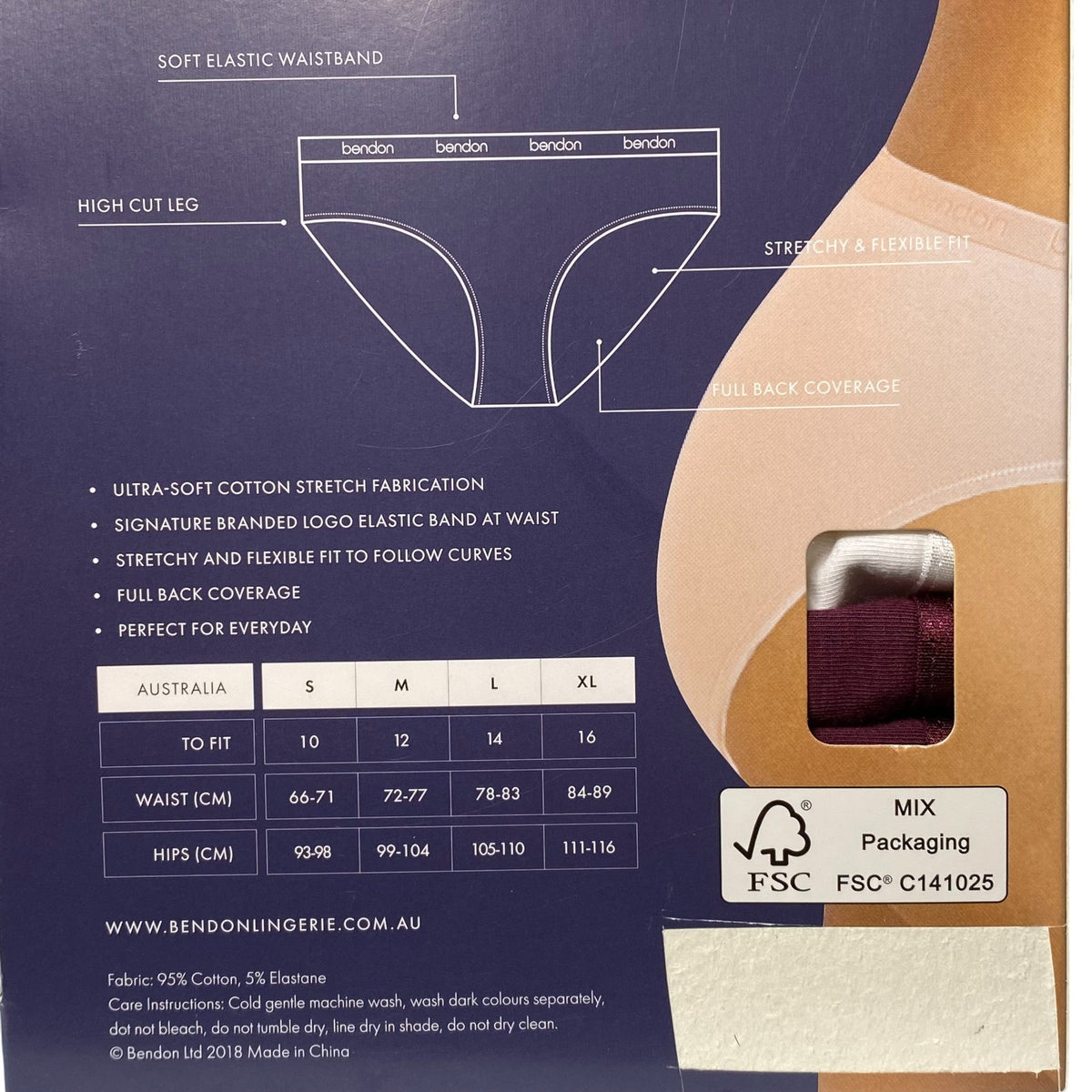 Bendon Women's 5 Pack Comfy Brief - Assorted Colours SIZE - Medium