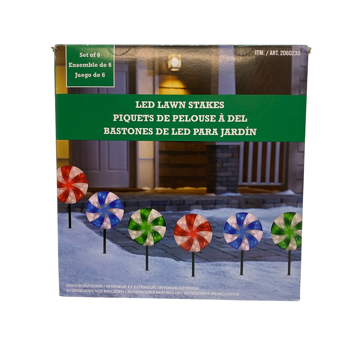 Holiday 10" LED Peppermint Lights with Stakes