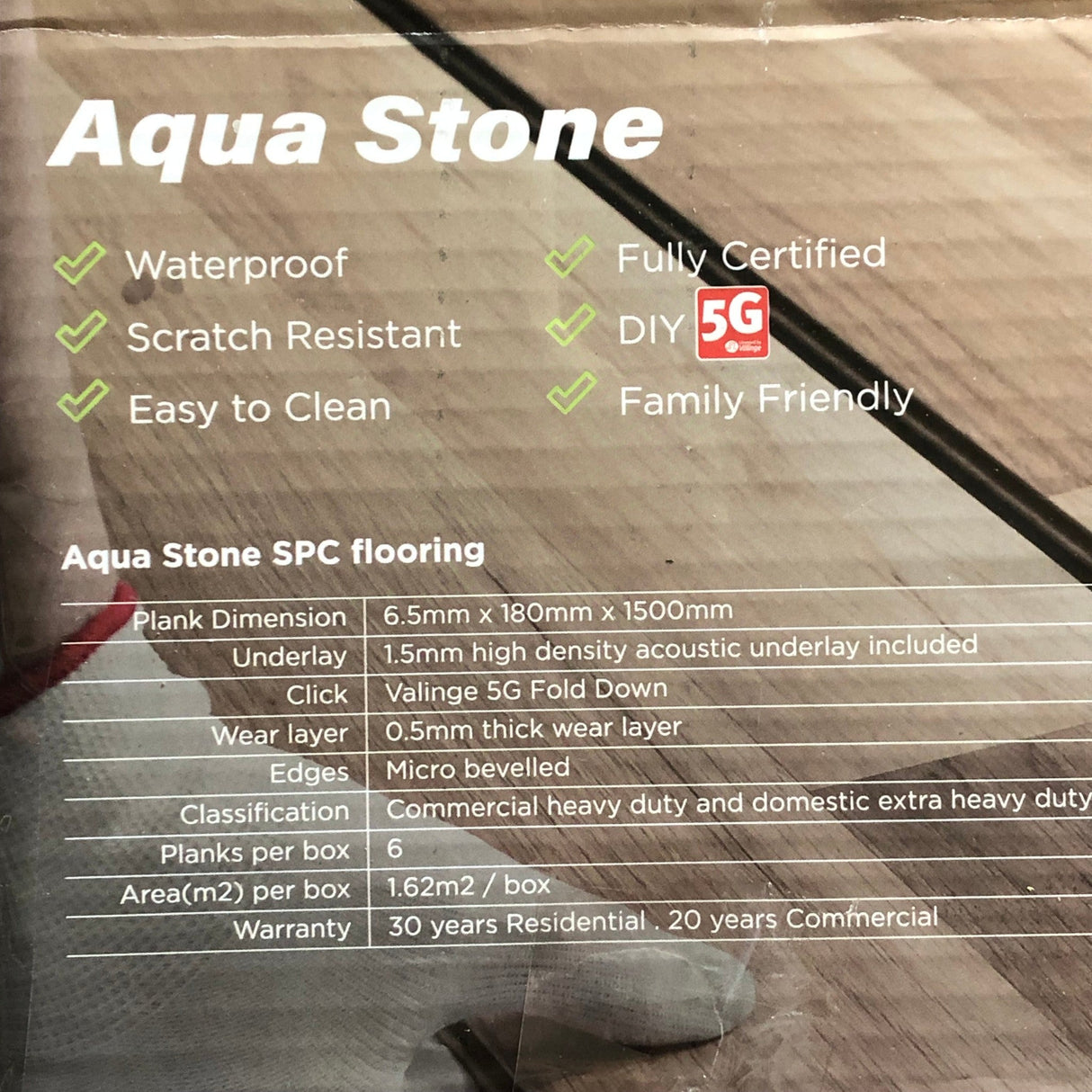 Aqua Stone 6x 6.5mm Stone Polymer Composite Flooring - Stone Grey Oak - Minor Damage