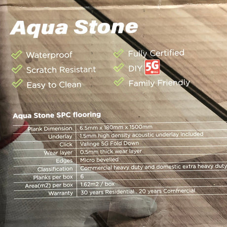 Aqua Stone 6x 6.5mm Stone Polymer Composite Flooring - Stone Grey Oak - Minor Damage