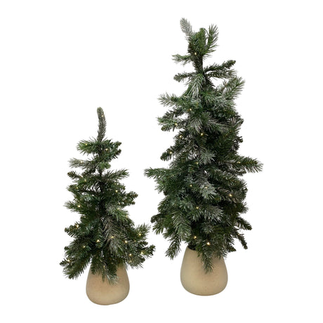 Holiday 2x Potted Trees with LED Twinkle Lights