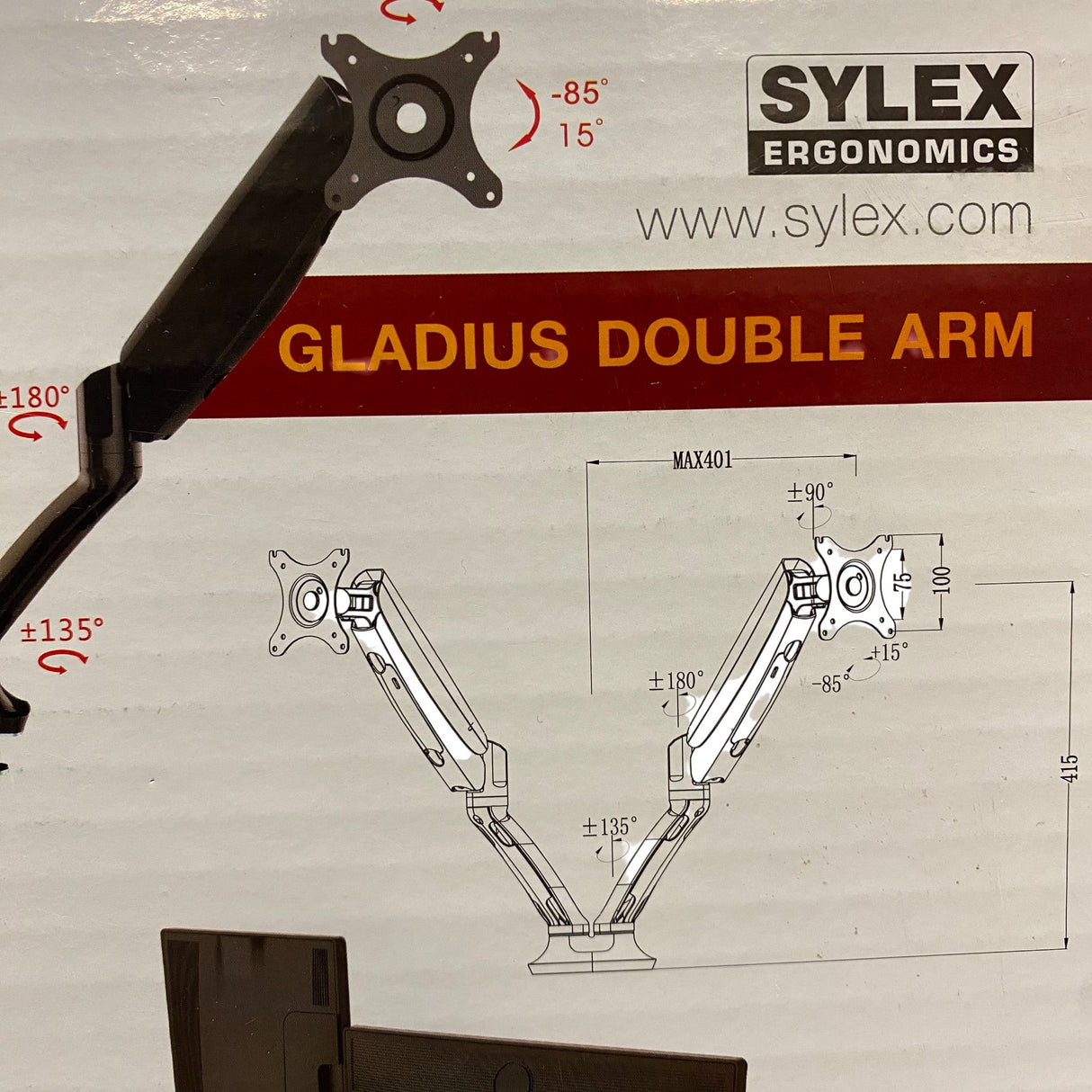 Sylex Ergonomics Gladius Double Arm Monitor Mount