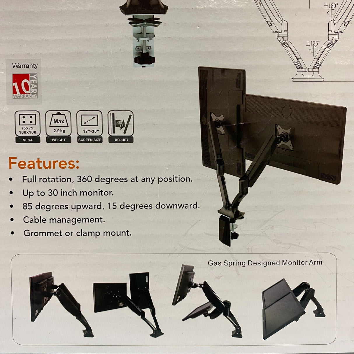 Sylex Ergonomics Gladius Double Arm Monitor Mount