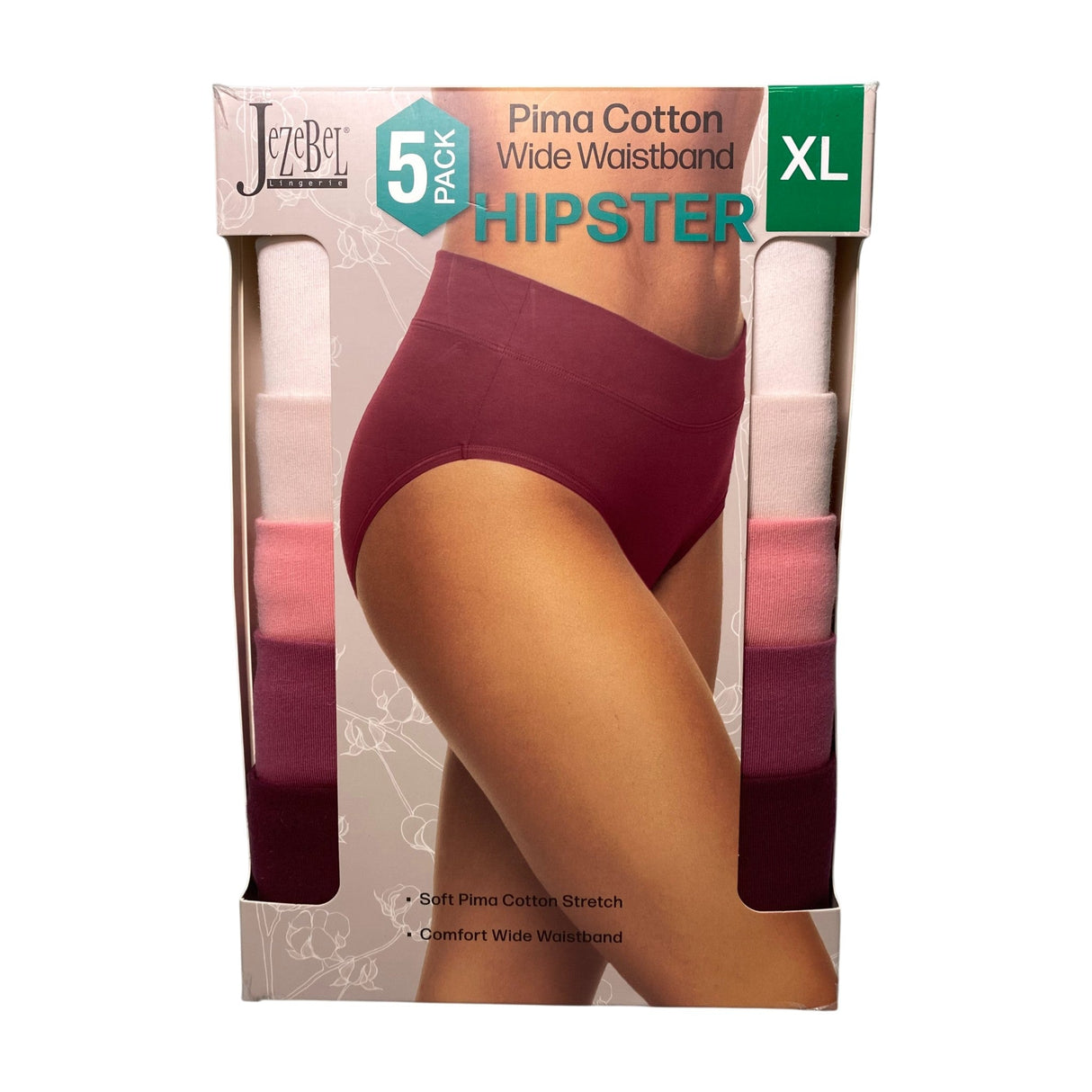 Jezebel Women's 5x Hipster Bikini Briefs - Multi Pinks SIZE - Extra Large