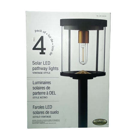 Naturally Solar 4x Vintage-Style Solar LED Pathway Lights