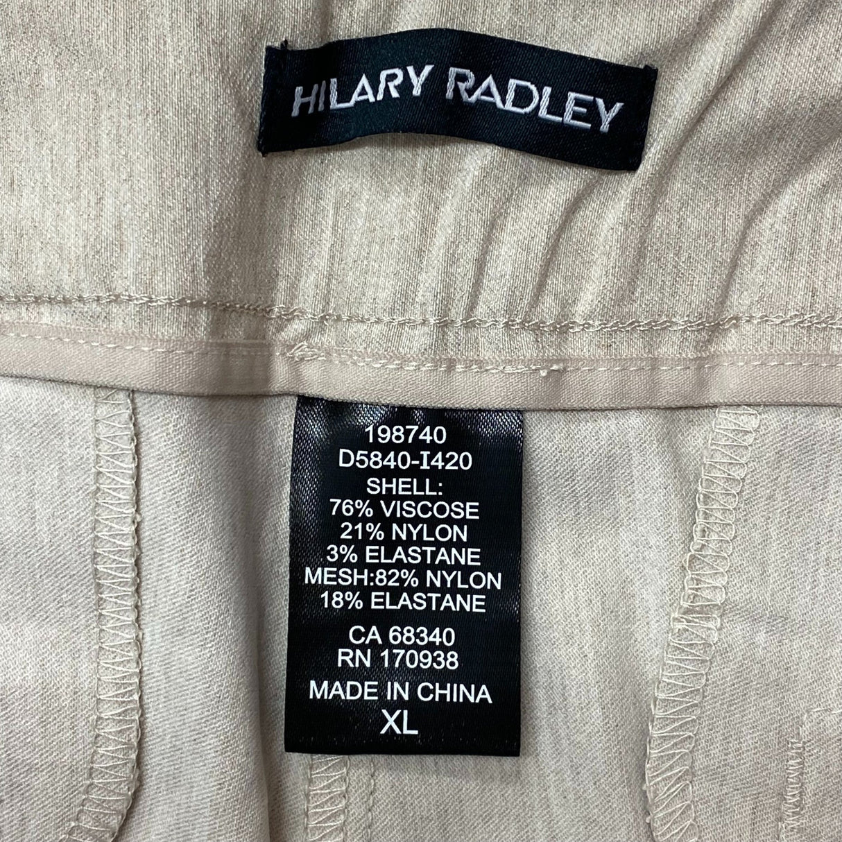 Hilary Radley Women's Mid Rise Comfort Waist Pants - Tan SIZE - Extra Large