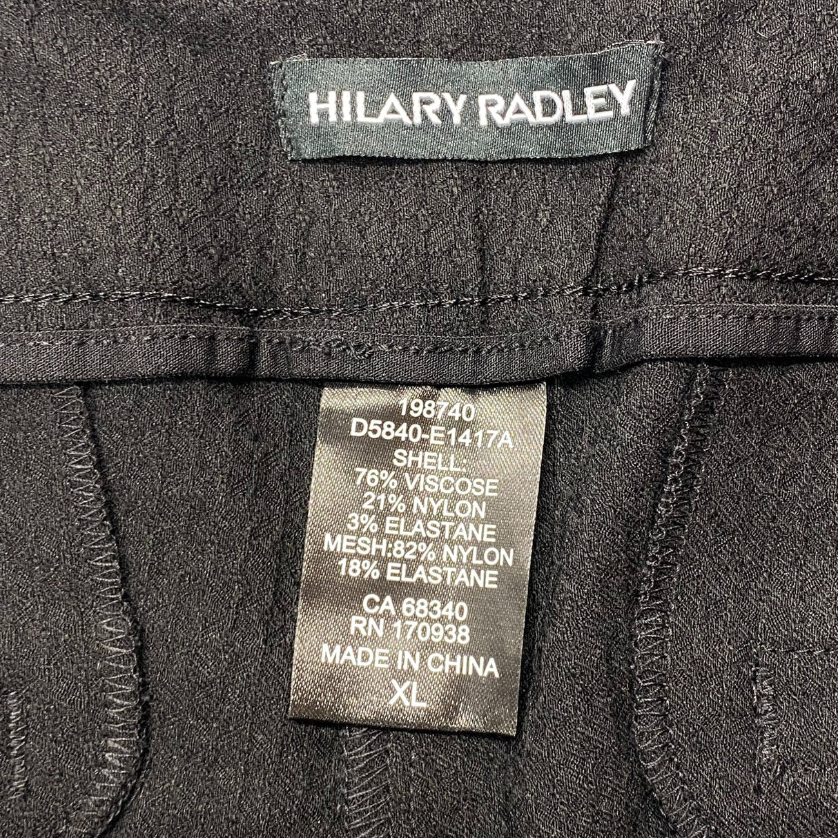 Hilary Radley Women's Mid Rise Comfort Waist Pants - Black SIZE - Extra Large