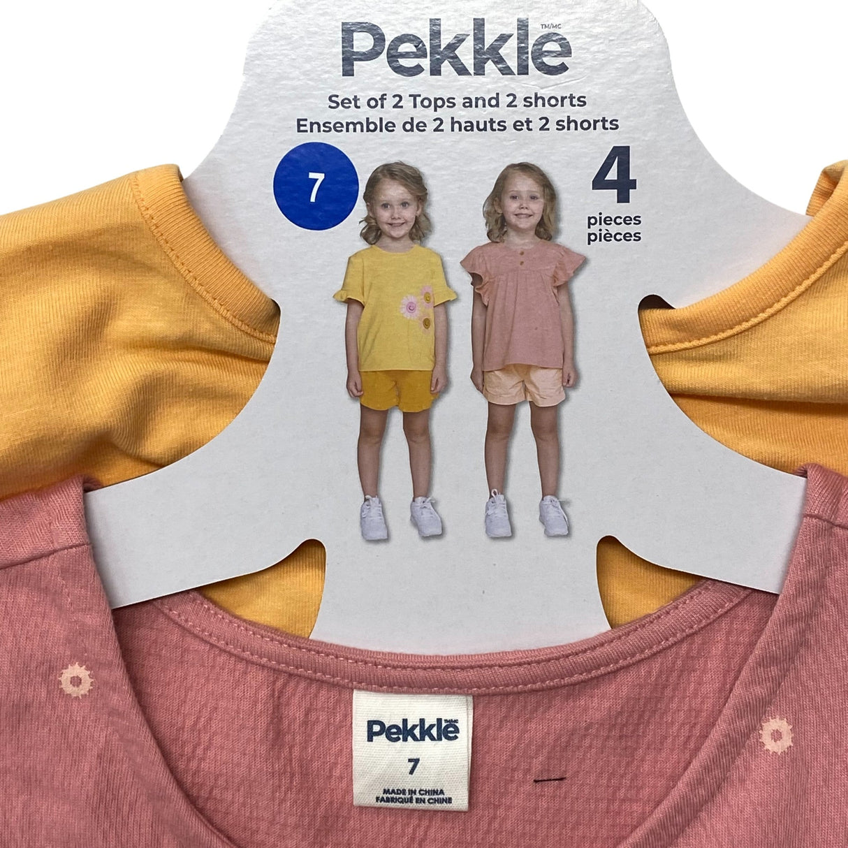 Pekkle Girl's 4 Piece Shorts & Tee set SIZE - 7